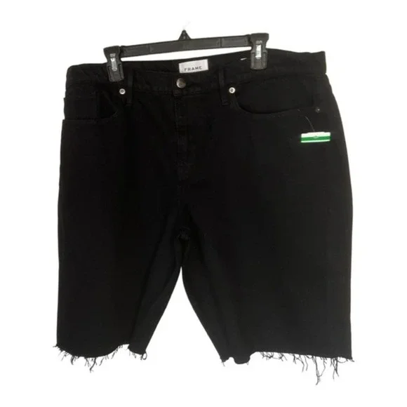 Frame Men’s L'Homme Cut Off Raw Hem Denim Shorts in Blackbell Size 40 New